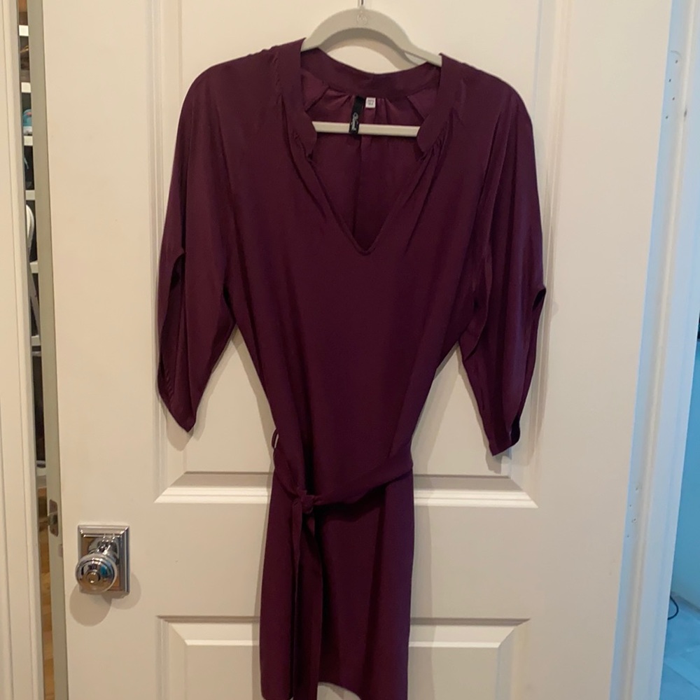 Viereck 100% silk purple dress with sash